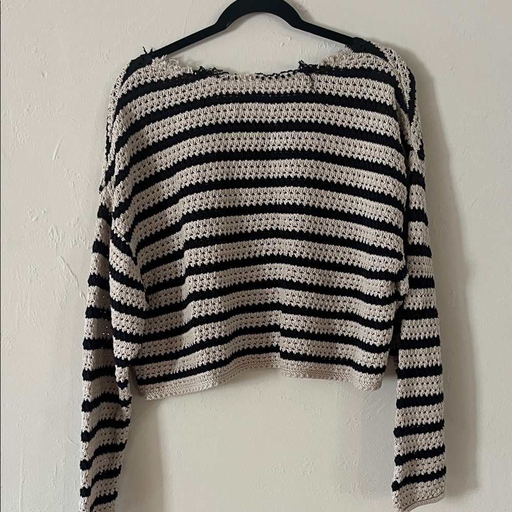 Lucky Brand Black and Cream Striped Sweater - Picture 4 of 6